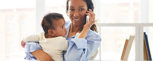 Mother and child at home